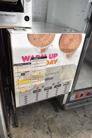 Bunn IMIX-5 stainless steel commercial cappuccino machine. 120/208-240V, 1 phase. Visible menu card. Used condition.