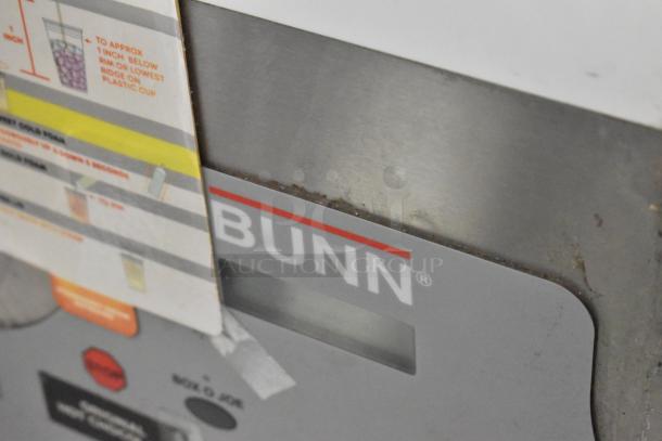 Bunn IMIX-5 Cappuccino Machine, stainless steel, commercial countertop model, 120/208-240V, 1 phase. Bunn logo visible.