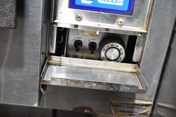 Lang EHS-8 stainless steel commercial convection oven, showing control knobs and stainless steel finish. 208V, 1/3 phase.