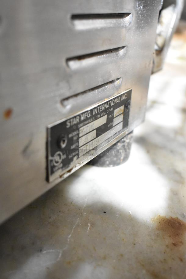 Star Pro Max PET14 Stainless Steel Panini Press. 125V, 1 phase. Visible label: Star MFG. USA. Good condition.