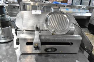 Globe 500 Stainless Steel Commercial Countertop Meat Slicer w/ Blade Sharpener. Missing Carriage. 115 Volts, 1 Phase. - Item #1219934