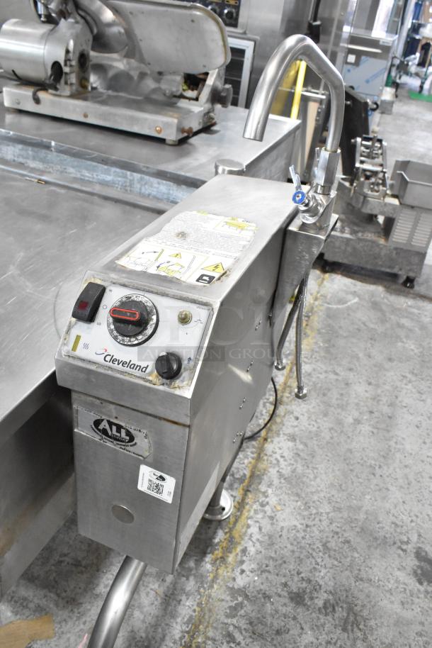 Cleveland stainless steel commercial floor-style braising pan with control panel. Features include adjustable settings; used condition.
