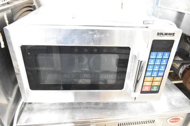 2022 Solwave 180MW112T stainless steel commercial countertop microwave oven, digital controls, 120V, good condition.