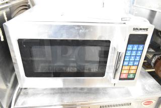 2022 Solwave 180MW112T stainless steel commercial countertop microwave oven, digital controls, 120V, good condition.