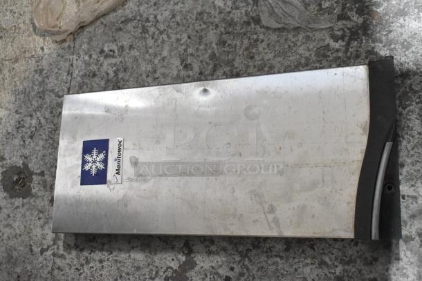 Manitowoc SD0302A stainless steel commercial ice head, visible wear, with brand label on lower right, 115V, 1 phase.