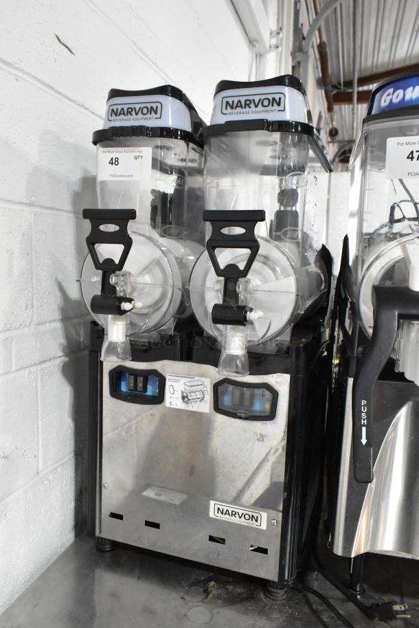2019 Narvon OASIS 2-10 stainless steel slushie machine with dual hoppers, 120 volts, in good condition.