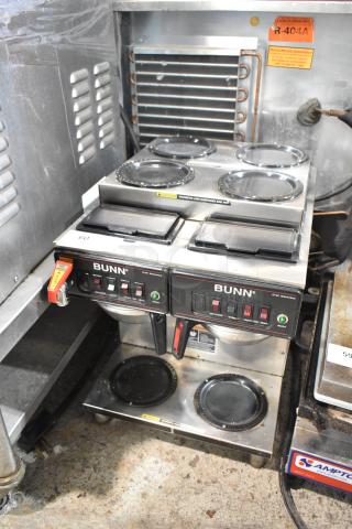 Bunn CWTF 4/2 TWIN Stainless Steel Commercial 6 Burner Coffee Machine w/ Hot Water Dispenser and 2 Metal Brew Baskets. 120/240 Volts, 1 Phase. - Item #1219968