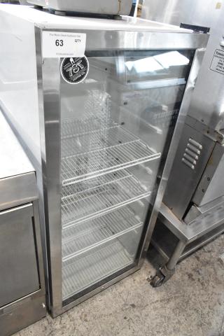 Summit SCR1005 reach-in cooler merchandiser, single glass door, metal frame, poly-coated racks, 115V, 1 phase.