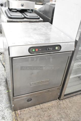 Hobart LX30H stainless steel commercial dishwasher, undercounter model. Features digital controls, 120/208V, 1 phase.