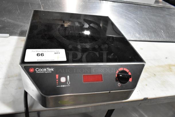 2017 CookTek MC1500 stainless steel induction range, single burner, countertop model. Features temperature dial and digital display. 120 volts, 1 phase. In good condition.
