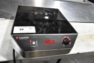 2017 CookTek MC1500 stainless steel induction range, single burner, countertop model. Features temperature dial and digital display. 120 volts, 1 phase. In good condition.