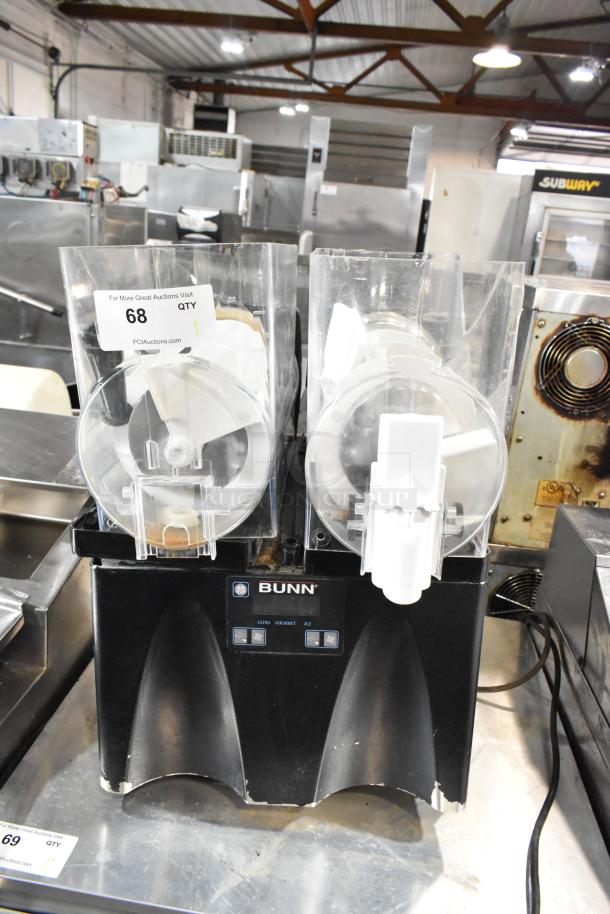 2019 Bunn ULTRA-2 Frozen Beverage Machine, stainless steel, 2 hoppers, missing lids, 120V, 1 phase, commercial use.