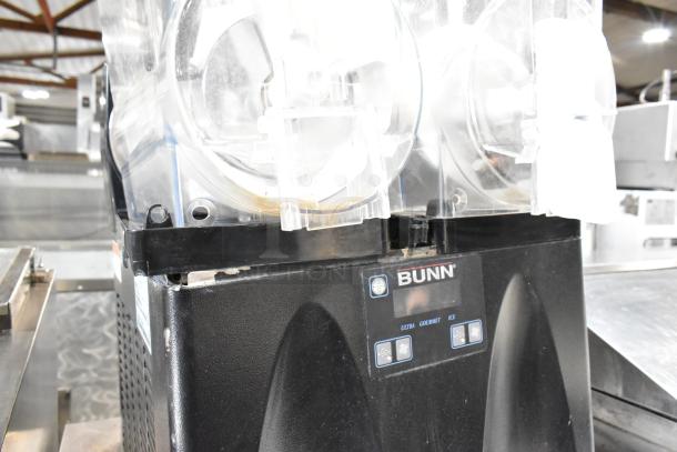 2019 Bunn ULTRA-2 stainless steel commercial frozen beverage machine, 2 hoppers, missing lids, 120V, 1 phase.