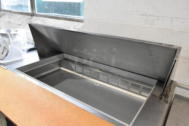 Beverage Air SPE48-18M stainless steel prep table, Bain Marie Mega Top; commercial casters, 115V, 1 phase, clean condition.