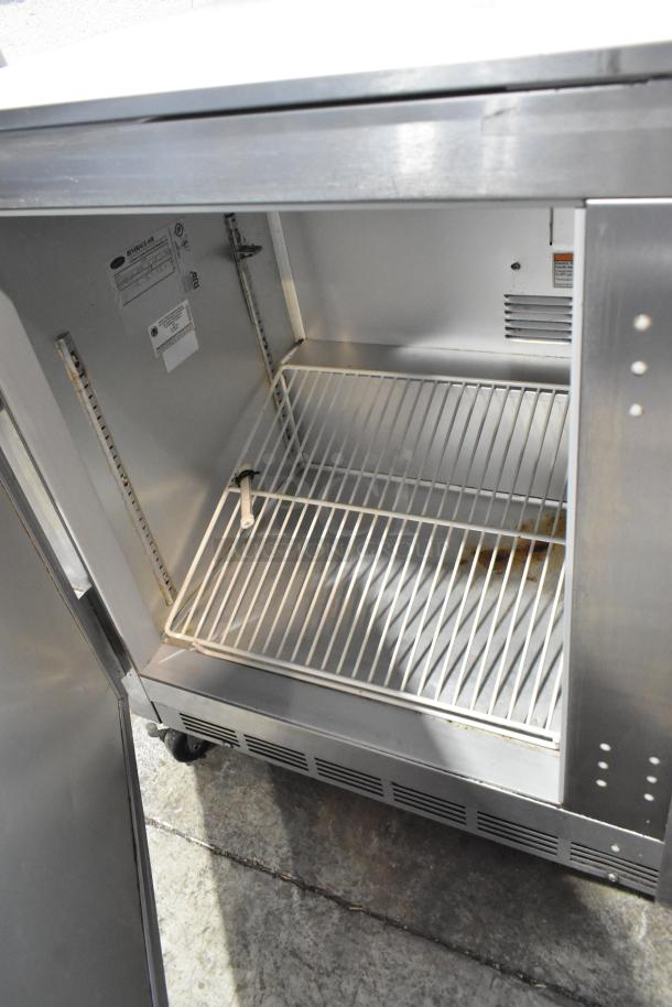 Beverage Air UCR48A stainless steel undercounter cooler, features two shelves, commercial casters, 115V, and 1 phase.