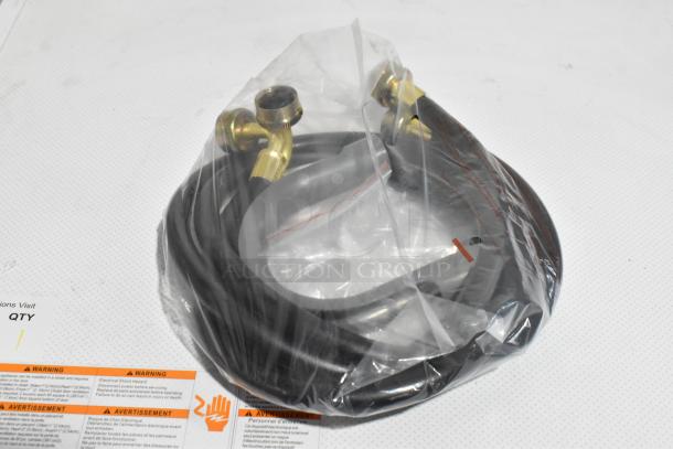 KoolMore metal front load washer hoses in original packaging, indicating new condition despite scratched and dented washer.