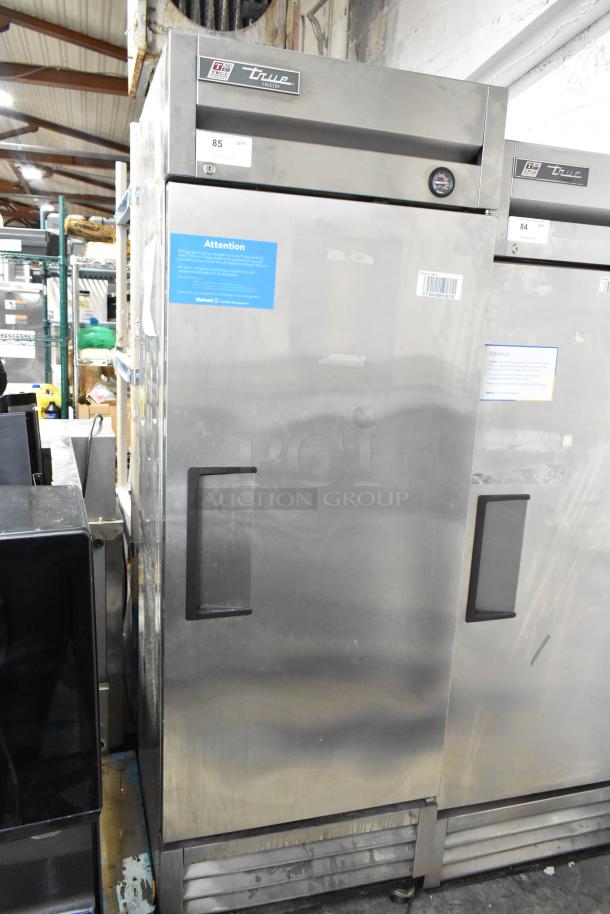 2017 True T-19F stainless steel freezer, single door, poly-coated racks, commercial casters, 115V, 1 phase, good condition.