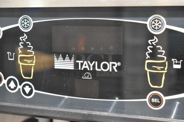 Taylor C723-33 soft serve machine panel, featuring 2 flavors with twist option. Stainless steel, water-cooled, 208-230V, 3-phase.