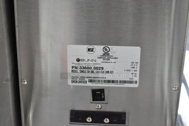 2024 Bunn SINGLE SH DBC stainless steel iced tea machine with hot water dispenser, metal brew basket. 120V, 1-phase.