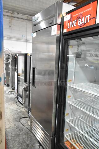2024 True T-23-HC stainless steel single door cooler with poly-coated racks, commercial casters, 115V, 1 Phase.