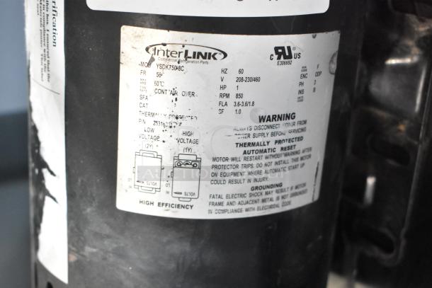 Interlink YSDK750-8C motor, 208-230/460V, 3 phase. Features include high efficiency and thermal protection.