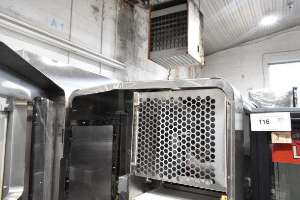 JBT Fresh N Squeeze stainless steel citrus juicer on commercial casters, 115V, 1 phase, floor style, auction lot 116.