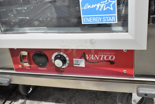 Brand new 2025 Avantco 177HTESDC1836 heated holding cabinet, vacuum-insulated, clear Dutch doors, commercial casters.