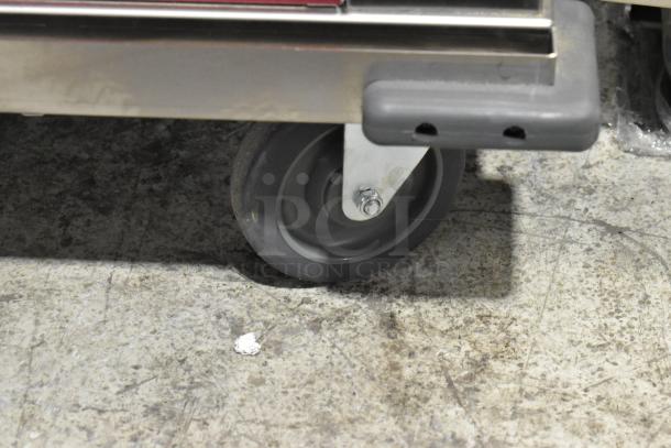 Brand new 2025 Avantco 177HTESDC1836 heated holding cabinet caster, featuring a durable design for easy mobility on commercial floors.