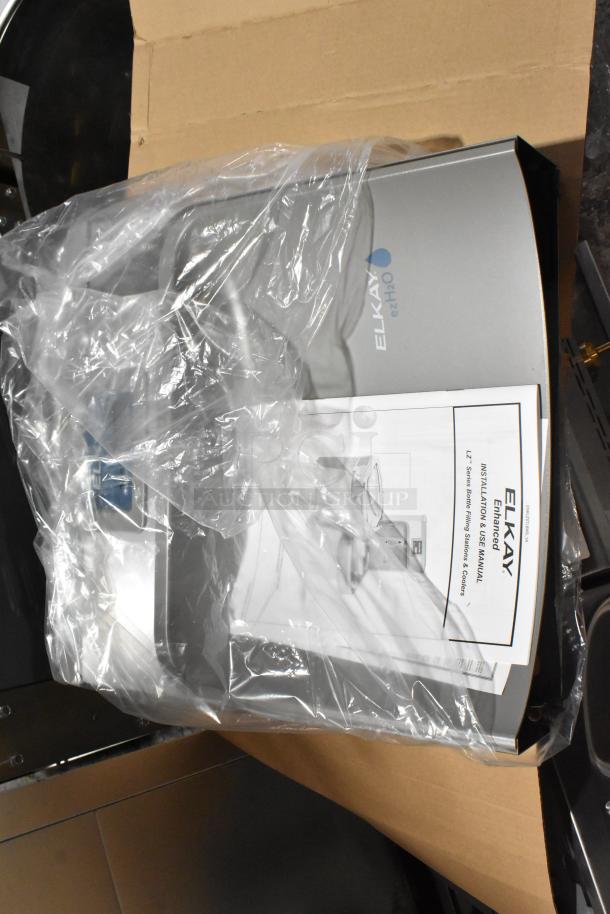 BRAND NEW SCRATCH AND DENT! Elkay Stainless Steel 2 Tier Water Fountain with Bottle Filler Attachment, 115V, 1 Phase.