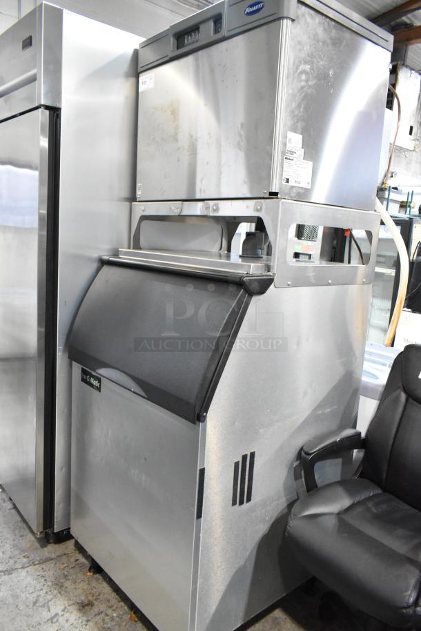 2024 Follett HMC1410WBT stainless steel ice head on Ice-O-Matic bin, 208-230V, 1-phase, commercial use.