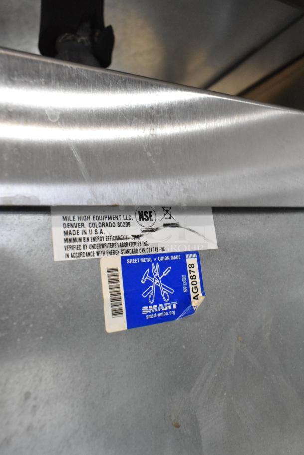 2024 Follett HMC1410WBT stainless steel ice head, NSF certified, on Ice-O-Matic bin. Made in USA, 208-230V, 1 phase.