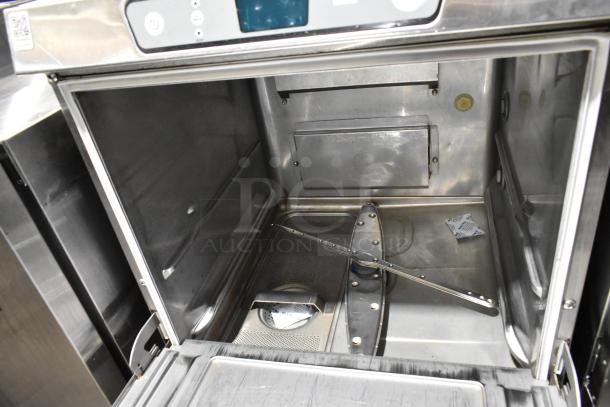 2022 Hobart LXER stainless steel commercial undercounter dishwasher, clean interior view, 120/208-240V, 1 phase.