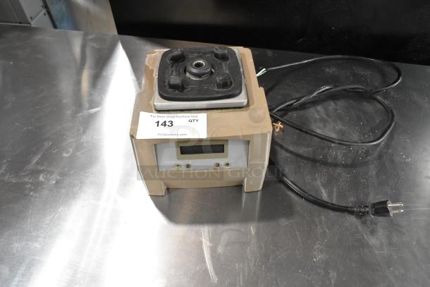 Vita-Mix VM0145 metal countertop blender base, 120 volts, 1 phase, visible wear, includes digital controls, auction tag 143.