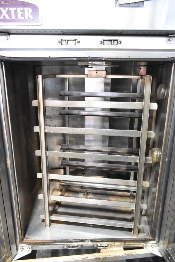 Baxter stainless steel commercial electric mini rotating rack oven with double pan rack, used condition.