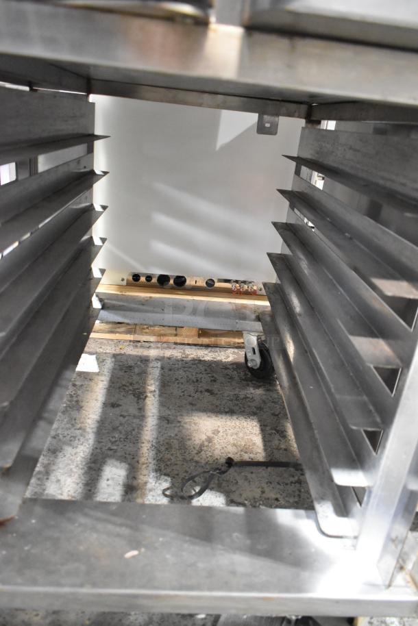 Baxter stainless steel mini rotating rack oven with double pan rack, in good condition, commercial electric powered.