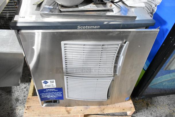 2017 Scotsman C1030MA-32D stainless steel ice head, 208/230V, 1 phase, asset tag visible, good condition.
