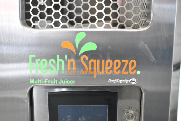 JBT 2ND-GEN-MFJ-HE Fresh N Squeeze stainless steel citrus juicer with commercial casters, 115V, touchscreen control.