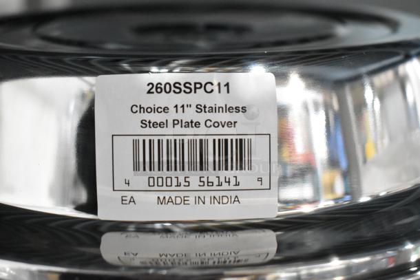 ALL ONE MONEY! Tier lot of stainless steel bins; includes Choice 11" plate cover, model 260SSPC11, made in India.