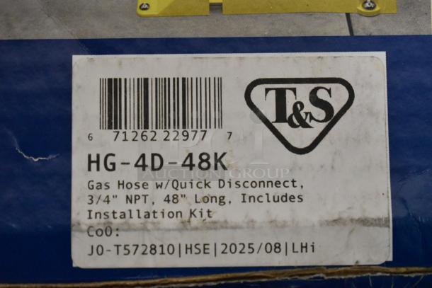 IN ORIGINAL BOX! T&S HG-4D-48K Quick Disconnect 48" Yellow Coated Steel Gas Hose, includes installation kit, POSI-SET system.