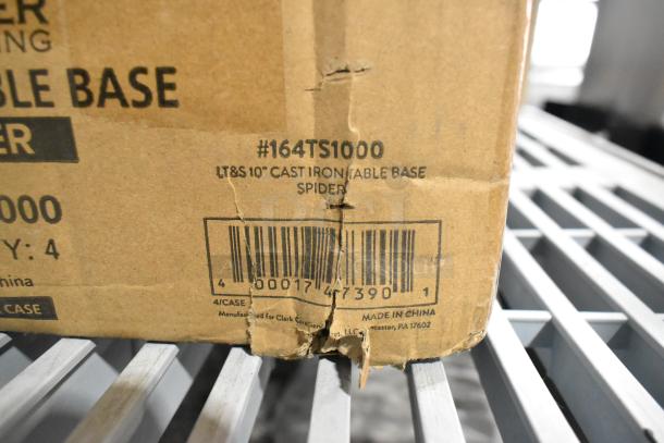 "Box with #164TS1000 Lancaster Table & Seating 10-inch cast iron table base spider, new scratch and dent condition."