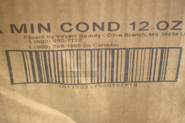 Cardboard box showing barcode and contact information for Voyant Beauty, Olive Branch, MS, indicating packaging for Soap Sea Conditioner.