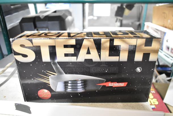 Box of a Stealth device with surge protection up to 6,000 volts, 24-hour operation LED indicator.