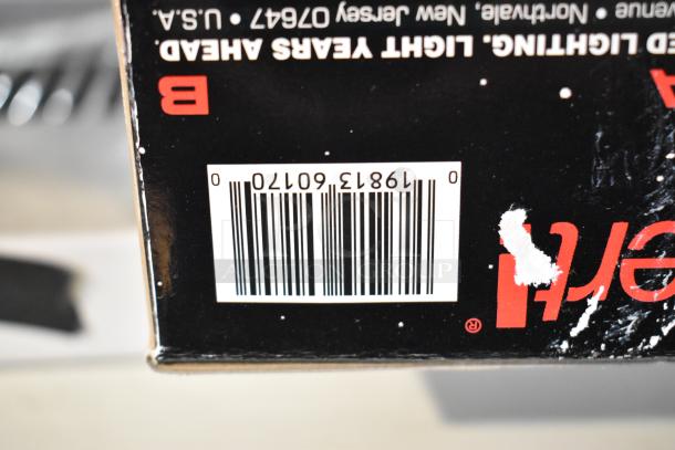 Barcode on packaging with the number 19813 60710, some text and wear on box surface.
