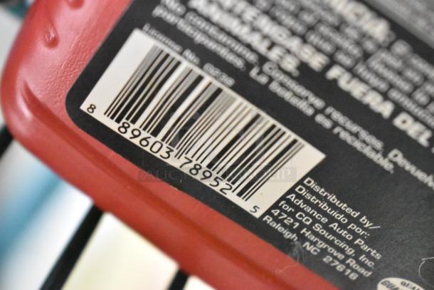 Barcode on product packaging, distributed by Advance Auto Parts, Raleigh, NC. Associated with a tier lot including various items.