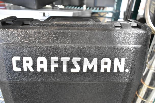 Craftsman electric power tool in textured black poly tool box, featuring prominent Craftsman logo.