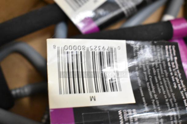 Tiered lot of various items including wires, gloves, and poly boxes. Includes a visible barcode, item condition is new.