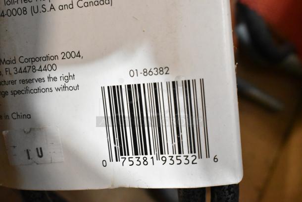 Barcode and text label with manufacturer info, item code 01-86382, and barcode 075381935326. Part of a mixed item lot.