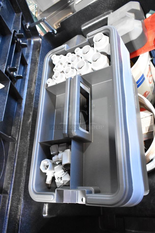 Pro Tuff Box Tool Box, includes various fittings and accessories, with durable compartments, in good condition.