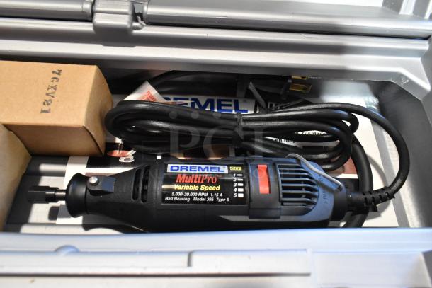 Dremel MultiPro Variable Speed Electric Drill in gray case; 5,000-30,000 RPM, 1.15A, Model 395 Type 5, includes power cord.