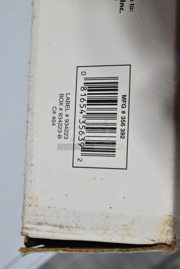 Box with label showing barcode and numbers, indicating manufacturing and box details. New condition.